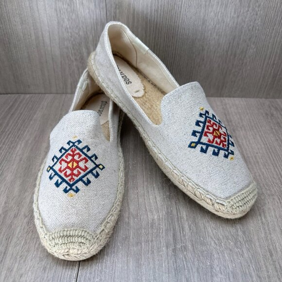 Soludos Embroidered Espadrilles Shoes Womens Sz 9 Slip-On Low Top Flat Off-White - Picture 6 of 12